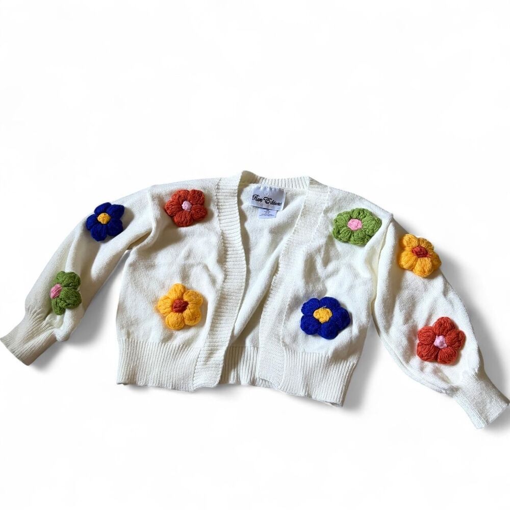 Rare-editions Women's Cream and Green Cardigan